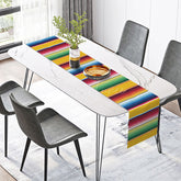 Aperturee - Aperturee Bright Mexican Stripe Table Runner for Fiesta Decor Colorful Serape for Cinco de Mayo Taco Tuesday Party